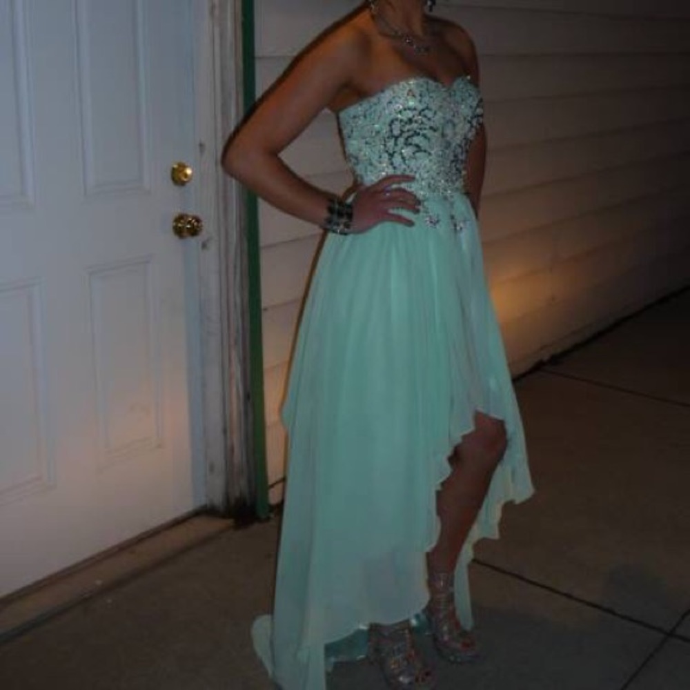 High Low Strapless Prom Dress